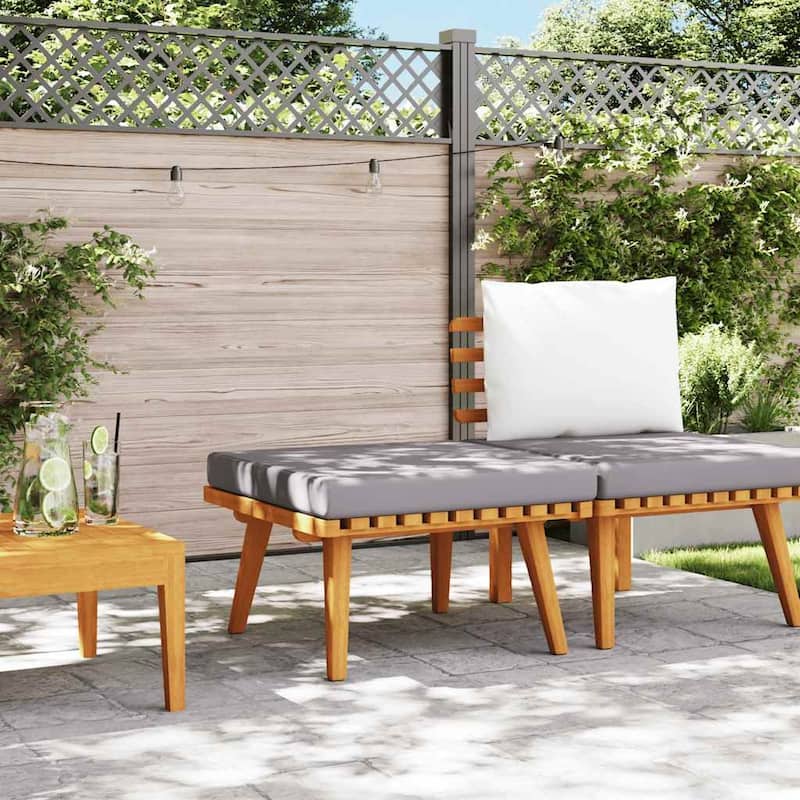 vidaXL Patio Footstool with Cushion 23.6"x23.6"x11.4" Solid Acacia Wood - 23.6" x 23.6" x 11.4"