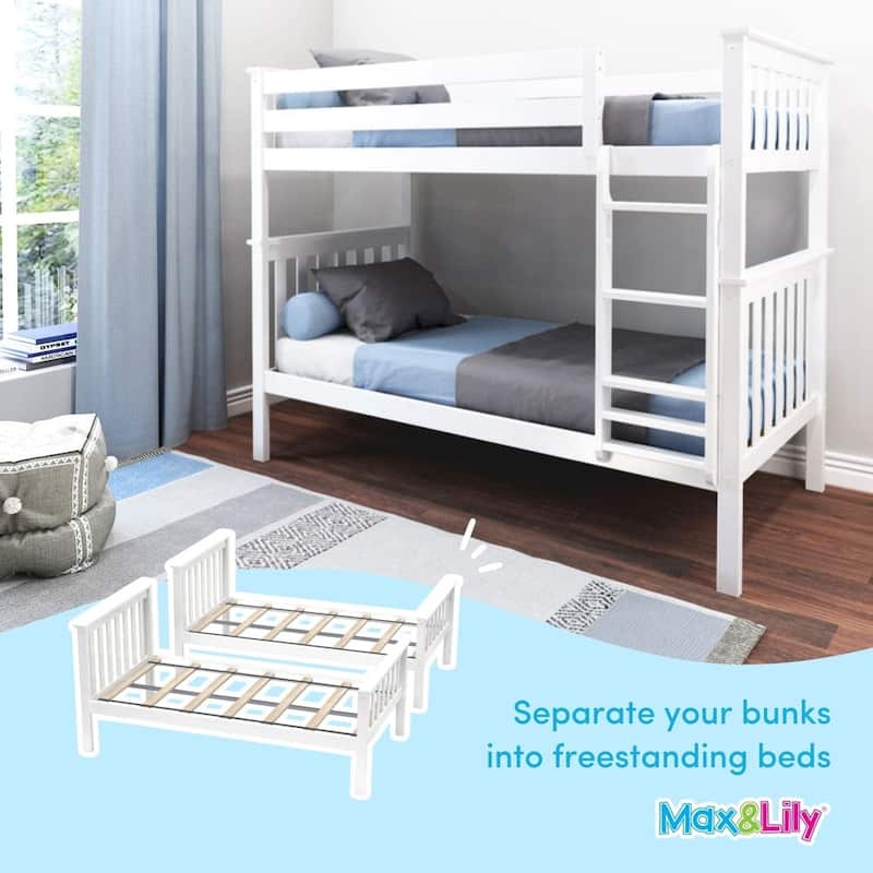 Max and Lily Twin over Twin Solid Wood Bunk Bed