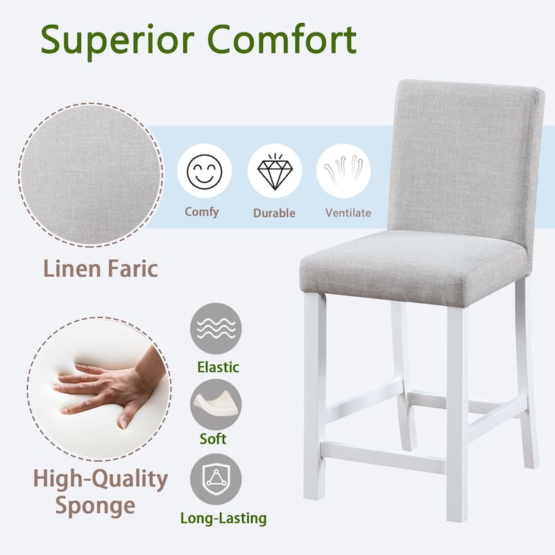 GDFStudio - Noir Modern Upholstered Wood Counter Height Dining Chairs Set, Padded Seat & Non-slip Feet Pads, Set of 4