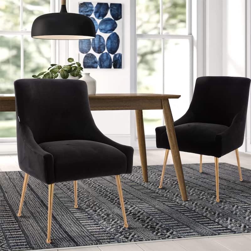 Clihome Stainless Steel Frame Dining Velvet Side Chairs(Set of 2)