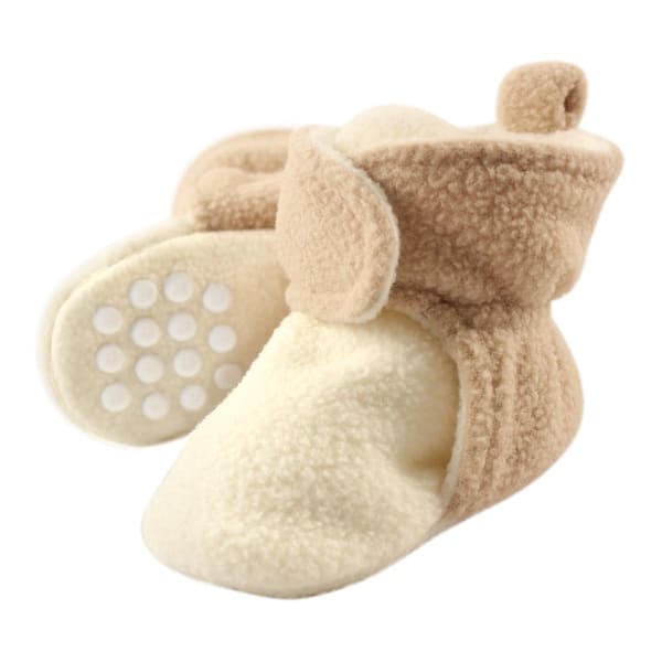 slide 1 of 1, Luvable Friends Baby Cozy Fleece Booties, Cream Tan 0-6 Months - Cream Tan