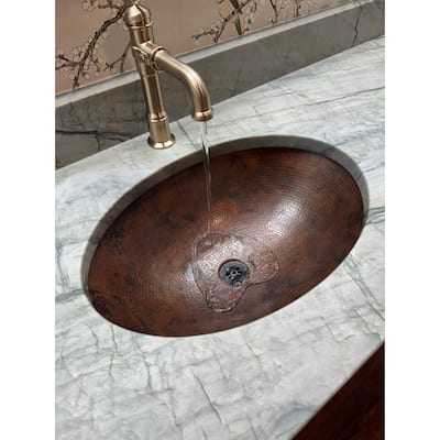 21" X 15" Oval Rio Grande Copper Bathroom Sink Hand Hammered - 21" x 15" x 5.5"