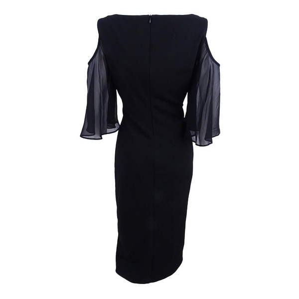 black cold shoulder midi dress