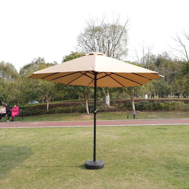 15x9FT Large Double-Sided Rectangular Outdoor Twin Patio Market Umbrella with Light and Base