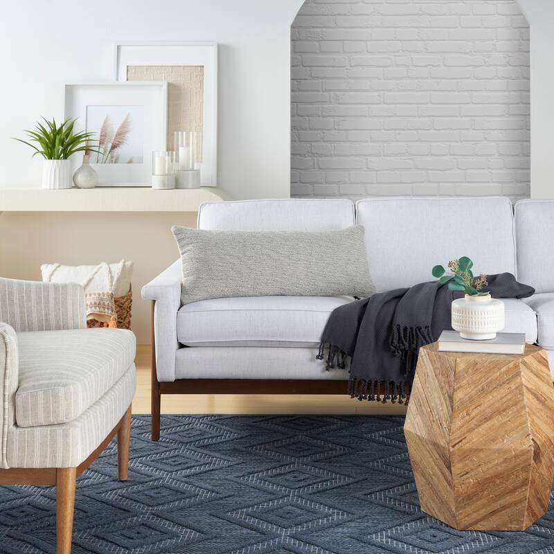 Mina Victory Life Styles Woven Cotton Modern Solid Throw Pillow , ( 12" x 30" ) - Lt Grey