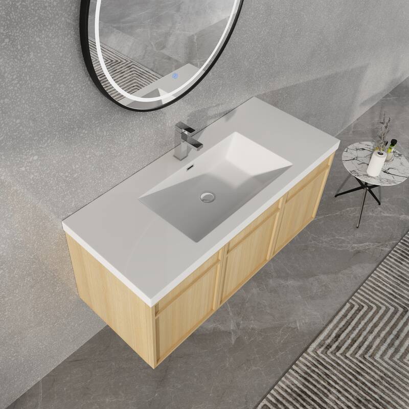 Beingnext 48"/60" Wall-Mounted Bathroom Vanity with Sink, Floating Bathroom Vanity with Soft Close Door