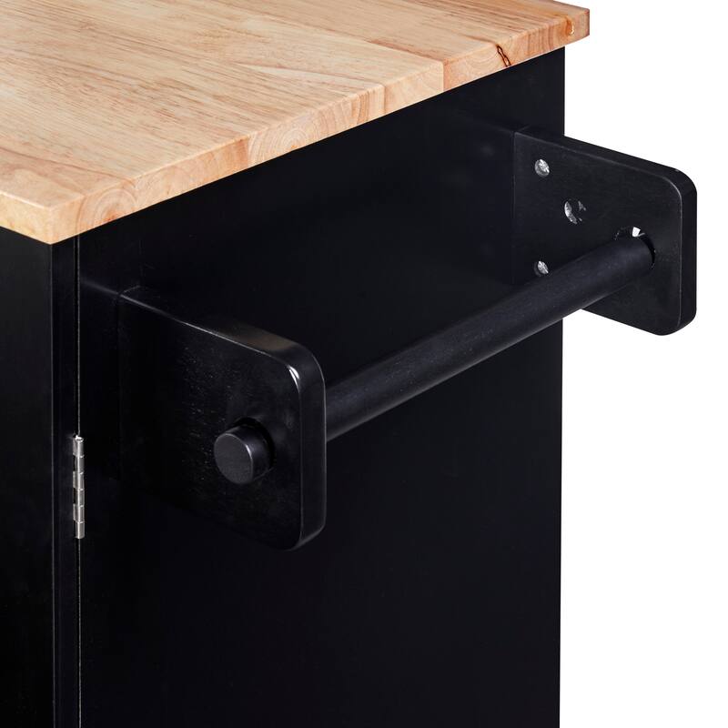 Kitchen Island with 2 Slide-Out Shelf and Internal Storage Rack