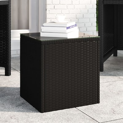 vidaXL Side Table Outdoor Patio Wicker Rattan Coffee Console Table Poly Rattan - 15.7" x 14.6" x 15.9"