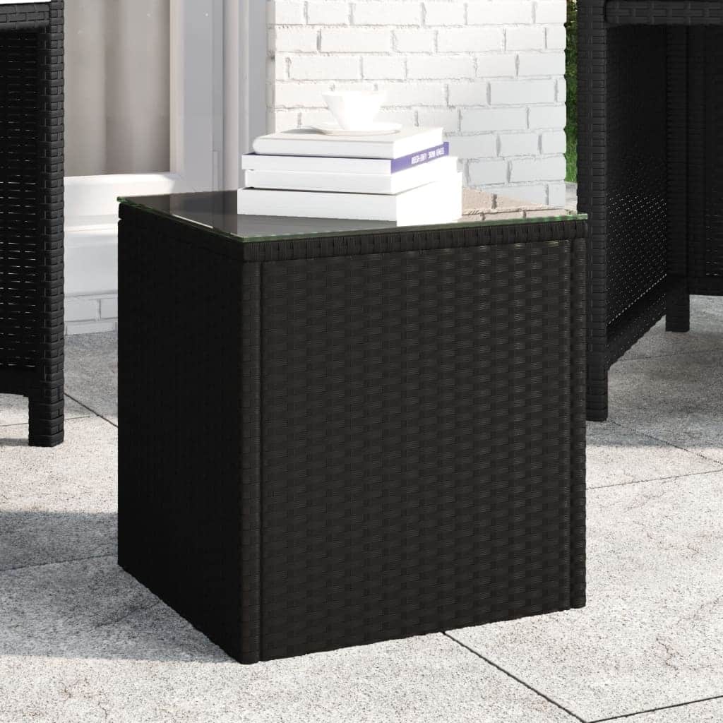 vidaXL Side Table Outdoor Patio Wicker Rattan Coffee Console Table Poly Rattan - 15.7" x 14.6" x 15.9"