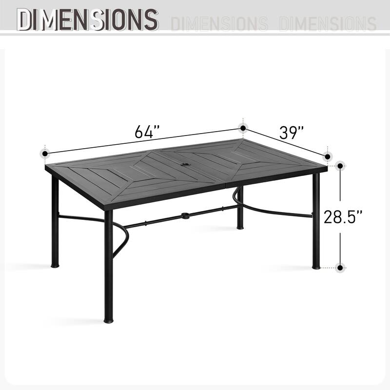 MAISON ARTS 7 PCS Outdoor Patio Dining Set, 6 Steel Combo Dining Chairs and Metal Table with Umbrella Hole