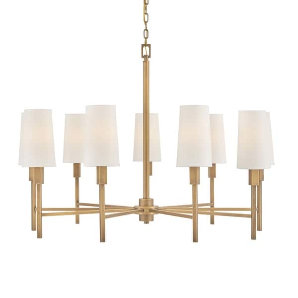 slide 2 of 9, Hinkley Lighting 46456 Fenwick 9 Light 42" Wide Chandelier Heritage Brass