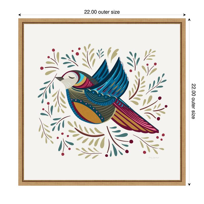 Kate and Laurel Sylvie Peace Bird Blue Framed Canvas by Carey Copeland