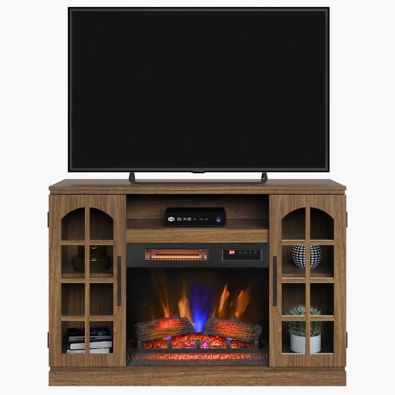 duraflame® Electric Fireplace TV Stand for 55 Inch TVs, Natural Walnut