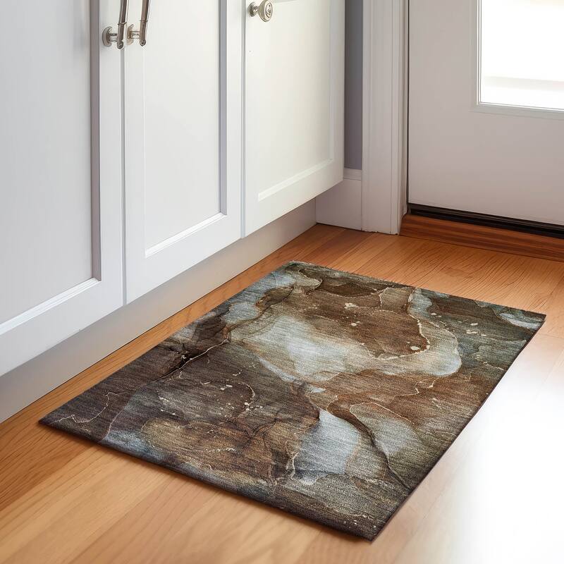Premium Washable Super Soft Contemporary Mayfield Rug - Brown - 1' 8" x 2' 6"