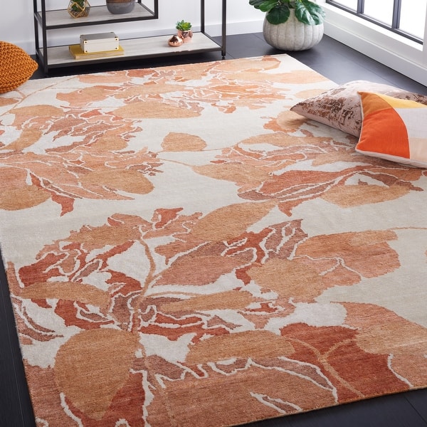slide 2 of 8, SAFAVIEH Couture Hand-knotted Tibetan Fumiki Modern Wool Rug 6' x 9' - Cream/Orange