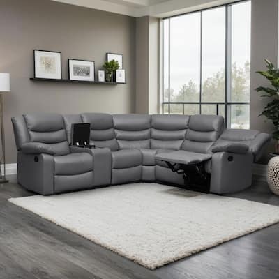 106'' Manual Reclining Modular Sectional Couch with 1 Console & 2 Cup Holders, Living Room/Office