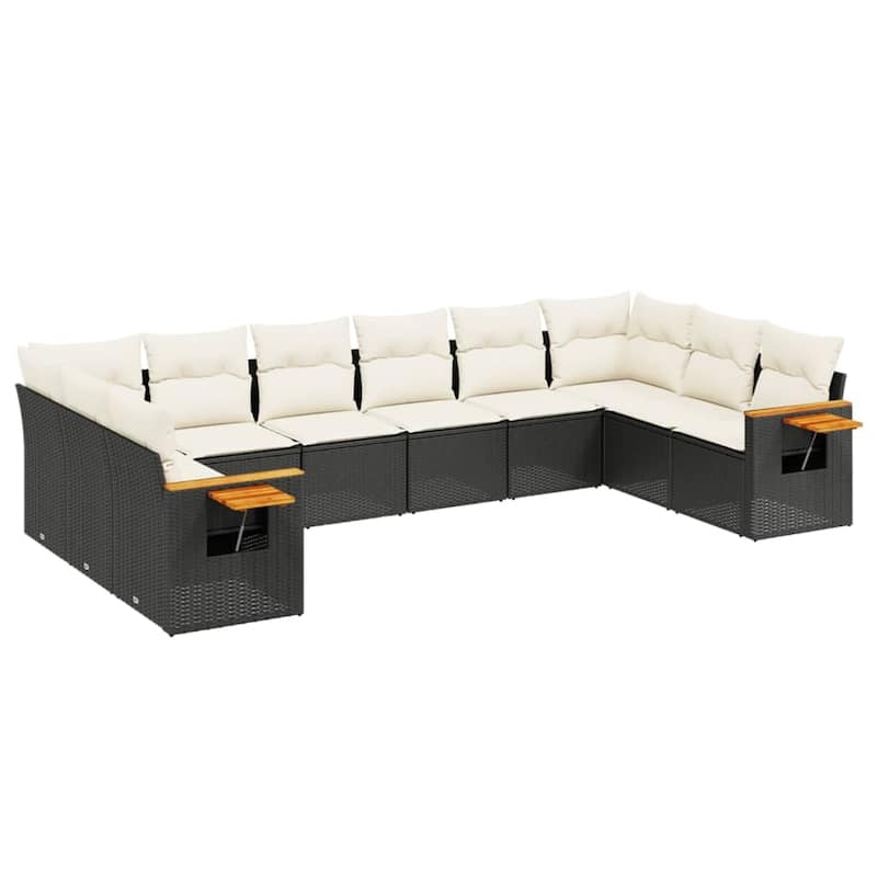 vidaXL Patio Sofa Set with Cushions Outdoor Conversation Furniture Poly Rattan