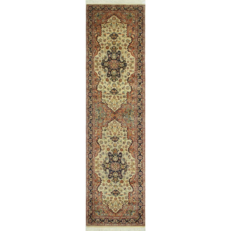 Pak-Persian Fikri Ivory/Navy Runner - 2'1" x 8'11"