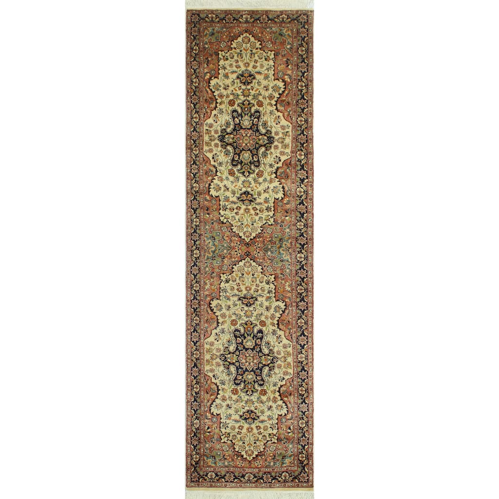 Pak-Persian Fikri Ivory/Navy Runner - 2'1" x 8'11"