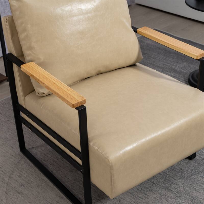 Leather Accent Chair with Metal Frame for Living Room