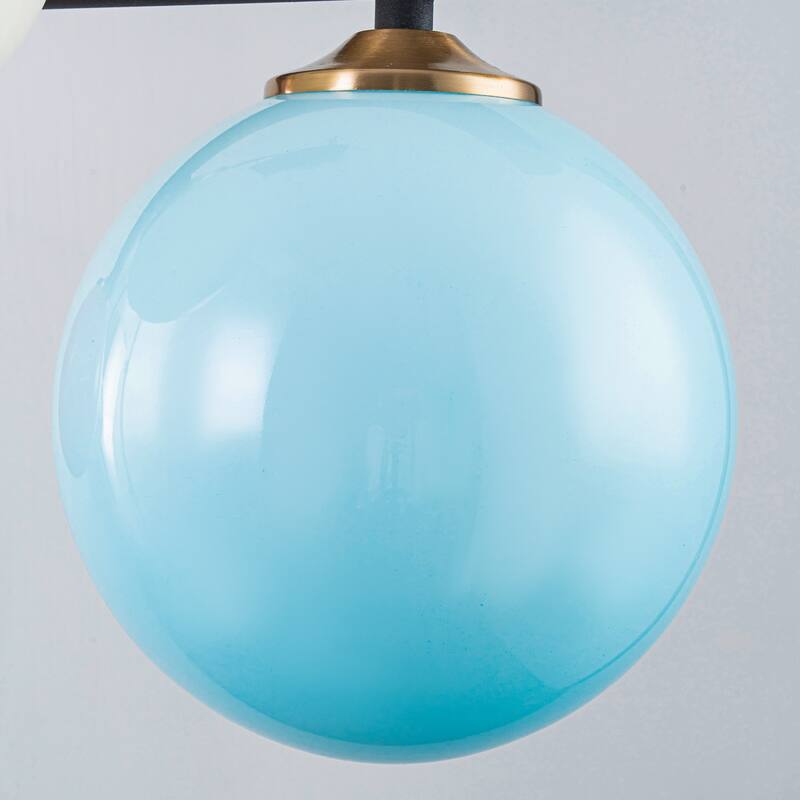 Modern 5-Light Linear Globe Chandelier Kitchen Island Pendant Light - Black