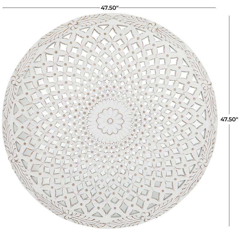 White Wooden Handmade Medallion Geometric Home Wall Decor