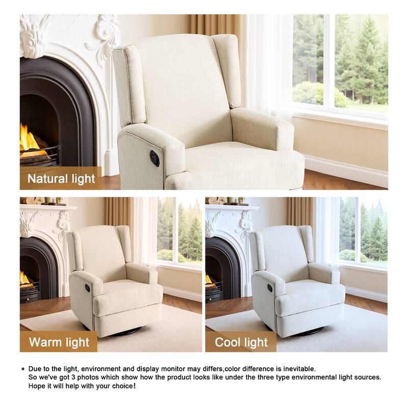 UIXE Upholstered Chenille/Boucle Swivel Glider Rocker Recliner