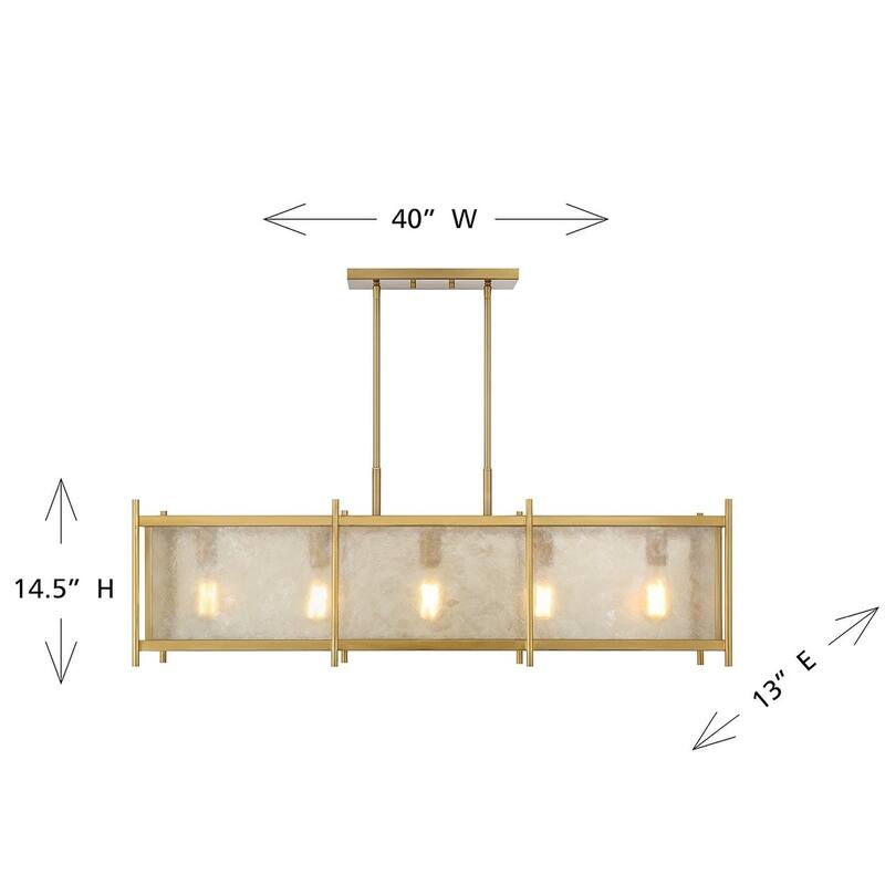 Warm Brass Five Light Linear Chandelier from the Jacobs Collection