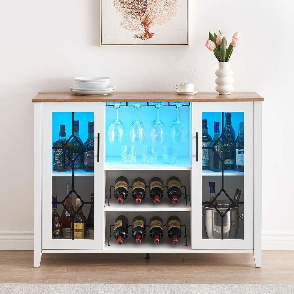 Antique white store bar cabinet