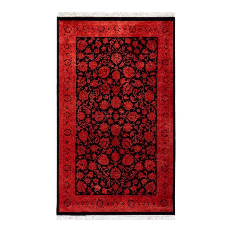 Overton Hand Knotted Wool Vintage Inspired Modern Contemporary Overdyed Red Area Rug - 3' 1" x 5' 1"