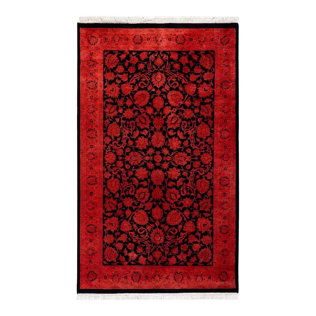 Overton Hand Knotted Wool Vintage Inspired Modern Contemporary Overdyed Red Area Rug - 3' 1" x 5' 1"