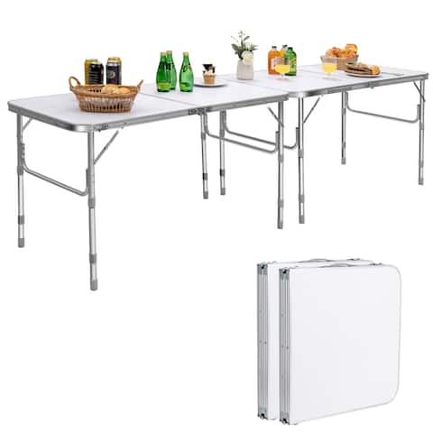 Costway 2PCS Folding Tables 8FT Height Adjustable Aluminum Picnic - See details