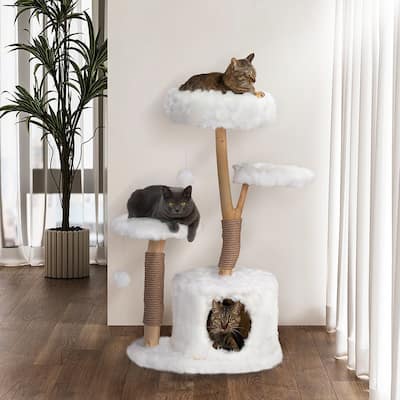 Modern Cat Tree, Natural Branch Cat Tower,Luxury Cat Condo for Indoor