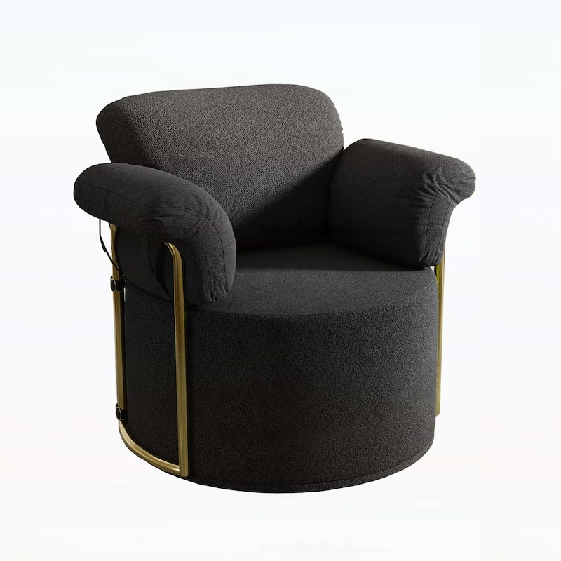 360 Degree Swivel Reading Chair with Gold Metal Legs,for Living Room,Bedroom,Office - Black