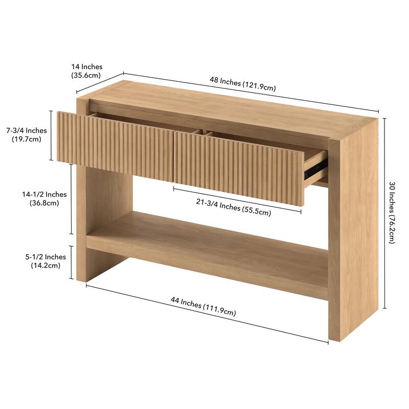 Manzanita 48" Wide Rectangular Solid Wood Fluted Console Table - 48" Wide