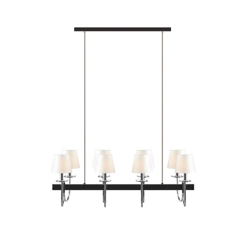 8-Light Chandelier, Wide Rectangular Drum Shaped Pendant Light for Dining Room