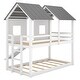 preview thumbnail 9 of 10, Twin over Twin House Bunk Bed with Slide and Windows, White - Fun Design, Sturdy Construction, Safety Features for Kids