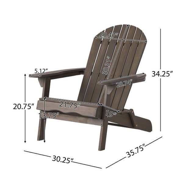dimension image slide 3 of 5, Hanlee Acacia Wood Folding Adirondack Chair by Christopher Knight Home - 29.50" W x 35.75" D x 34.25" H