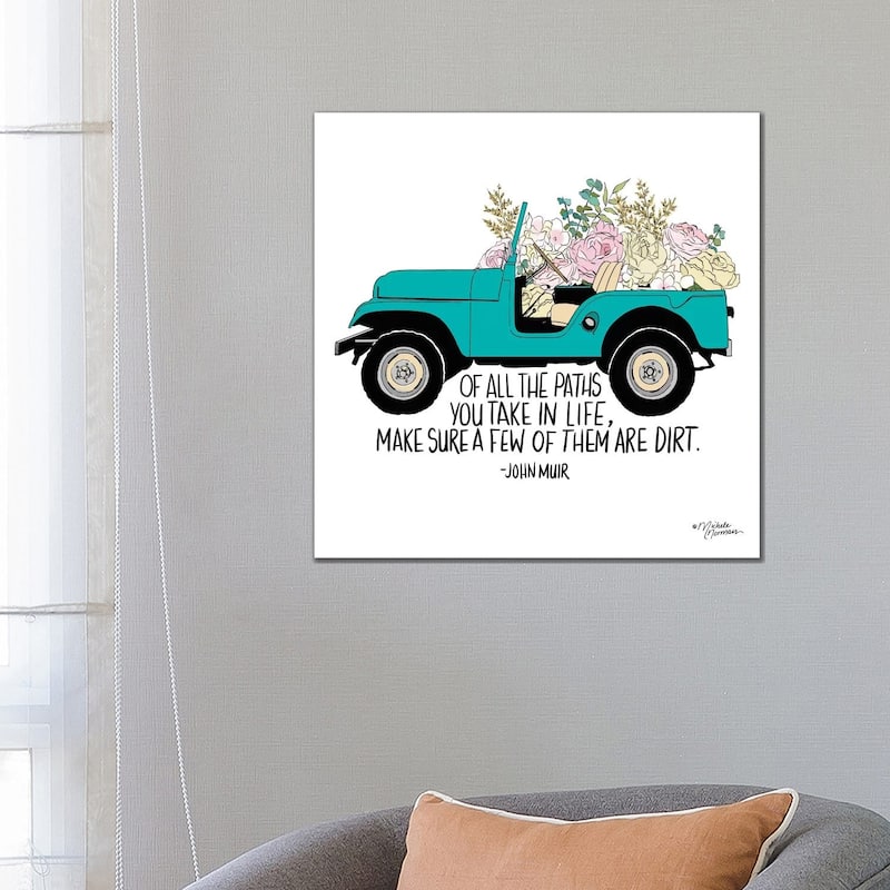 iCanvas "Floral Jeep" by Michele Norman Canvas Print - 26x26x1.5
