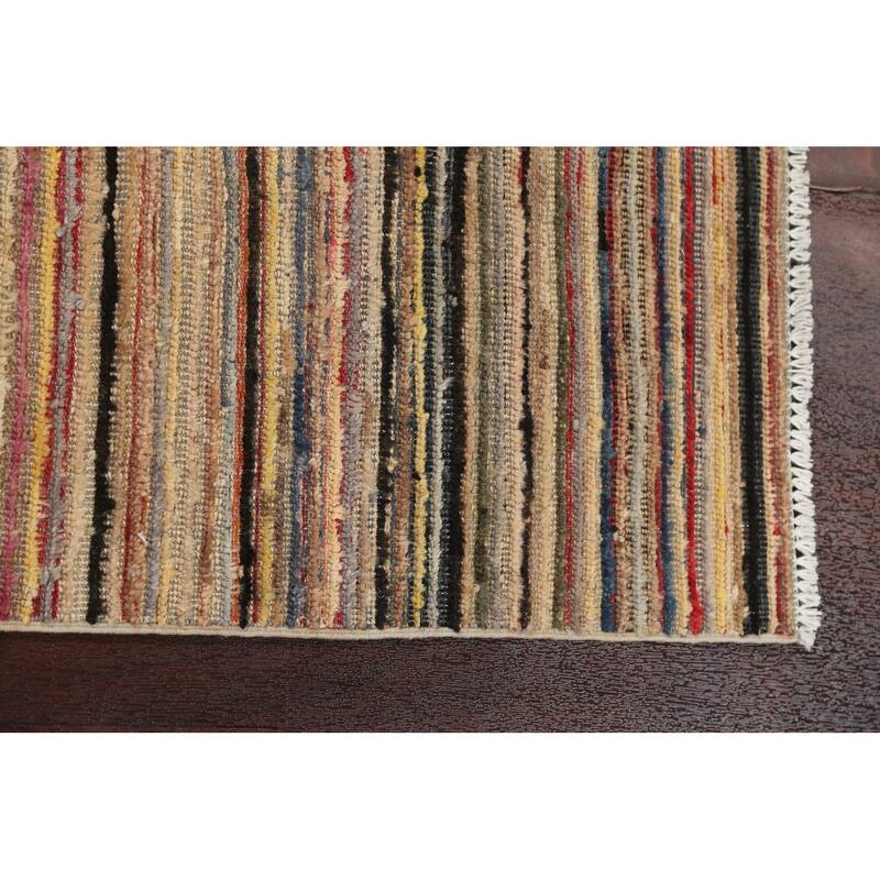 Striped Modern Gabbeh Kashkoli Area Rug Wool Hand-knotted Foyer Carpet - 3'1" x 5'2"