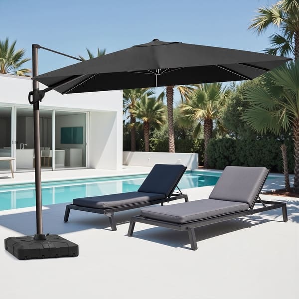 cantilever led patio umbrella in rust color JOYESERY 11.5 ft. x 9 ft. Outdoor Rectangular Cantilever LED Patio  Umbrella, Solution-Dyed Fabric Aluminum Frame in Rust Red J-1159RD-LED-B