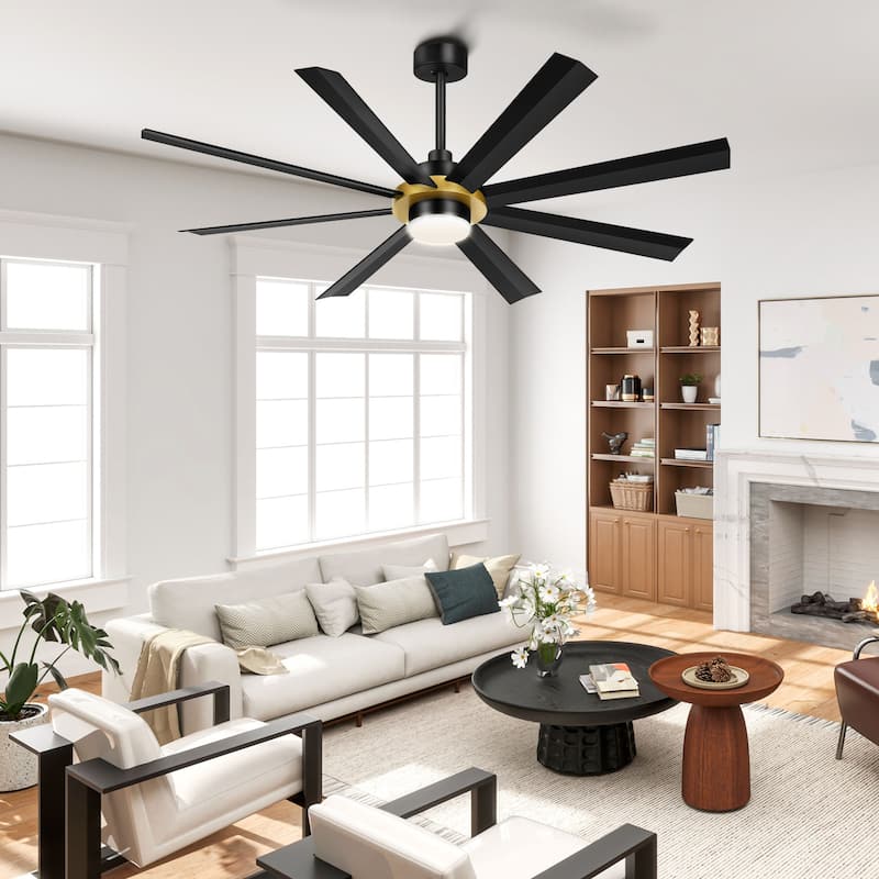 Moasis 8-Blade Large LED Ceiling Fan with Light and Remote Control