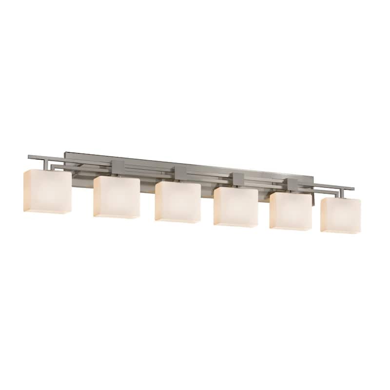 Justice Design Fusion Aero 6-light Brushed Nickel Bath Bar, Mercury Rectangle Shade - Brushed Nickel