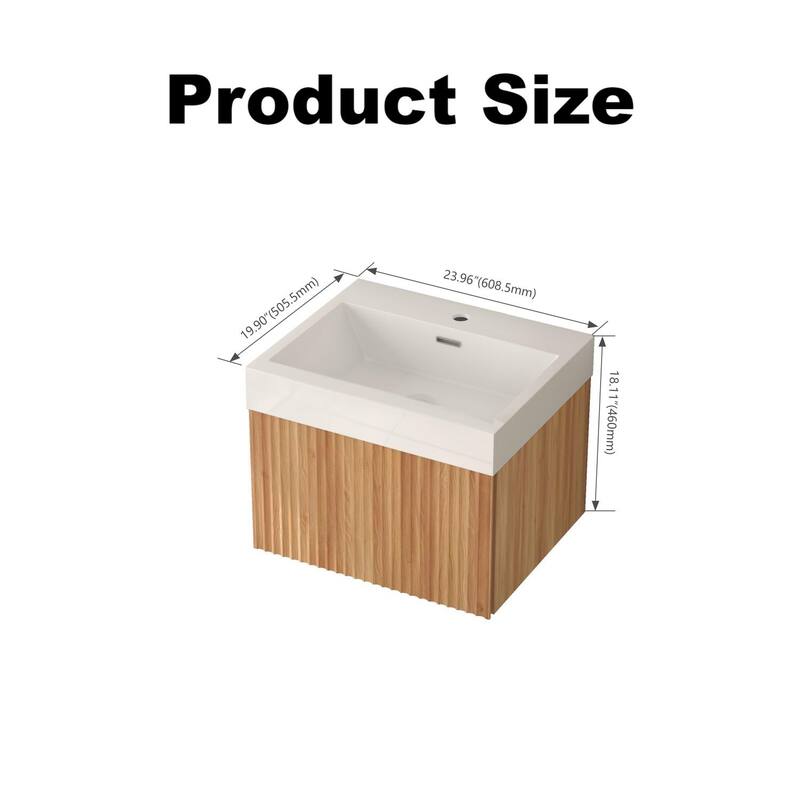 24" Bathroom Vanity With Sink,Wall Mounted Floating Bathroom Cabinet With Integrated