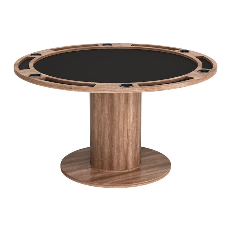 HomeRoots 54" Natural And Black Round Convertible Game Table - 54.00 in. x 32.70 in. x 54.00 in.