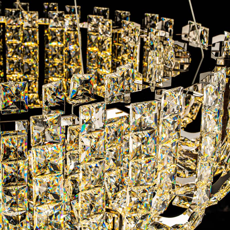 1/2-Tier Dimmable Chrome Crystal LED Drum Chandelier
