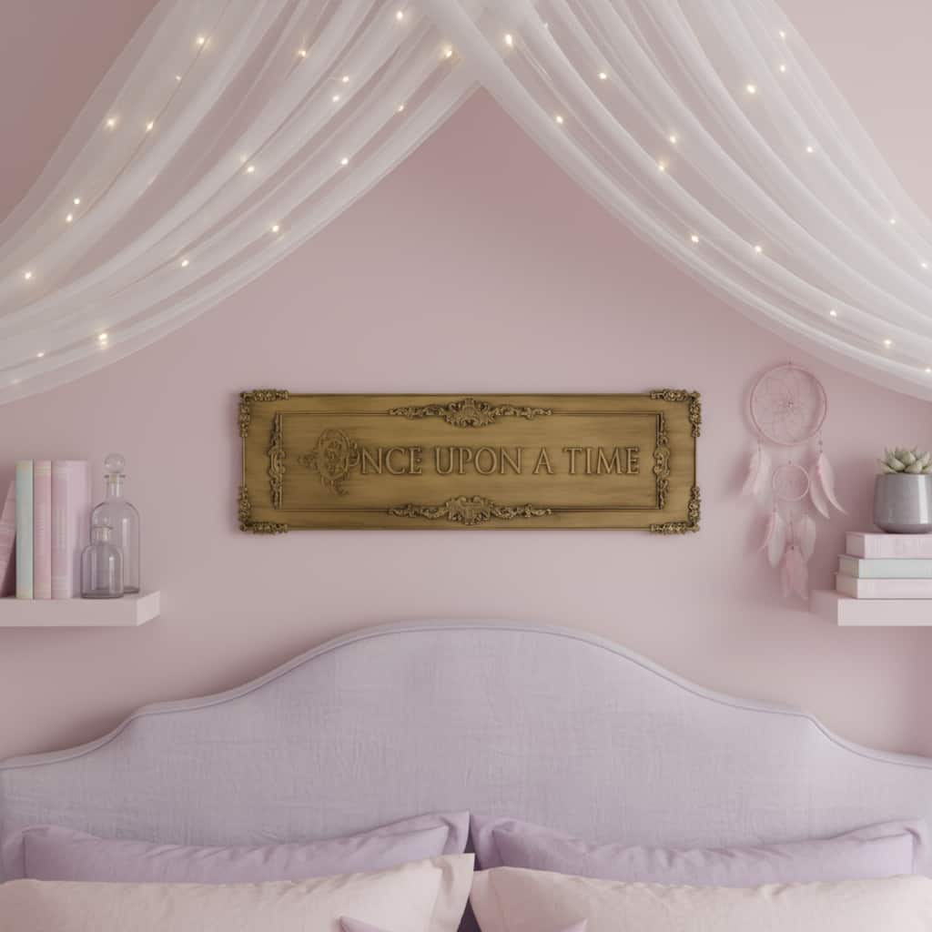 American Art Decor "Once Upon A Time" Gold Metal Wall Decor - 9" x 30"