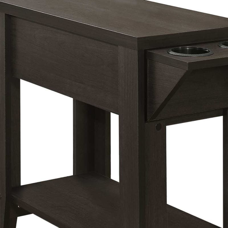 23 Inch Brown Wood End Table with Shelf for Living Room or Bedroom - 12” x 28.75” x 22.50”