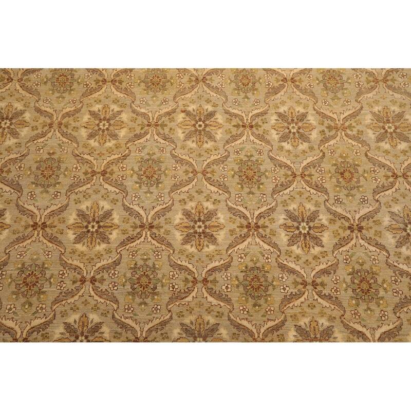 Hand Knotted Peshawar Tan,Gray Wool Traditional Oriental Area Rug - 10' 2'' x 13' 9''