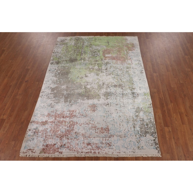 Multicolor Modern Abstract Area Rug Hand-Knotted Wool Carpet - 5'7"x 8'0"